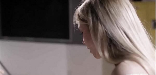  Confused blonde teen used by a stepmom and bad teacher